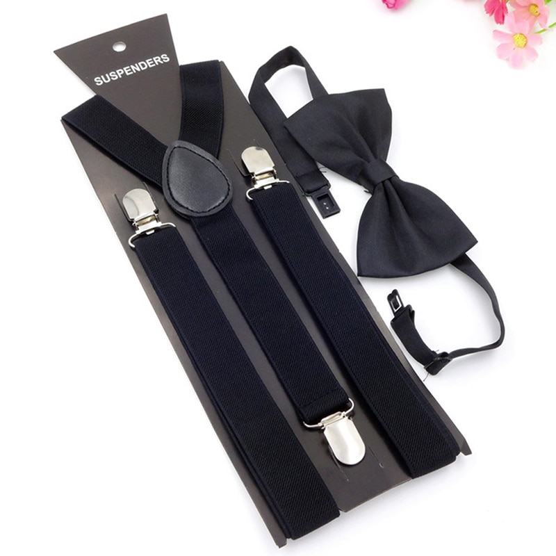 Colorful Wedding Accessories Suspenders with Bowtie Fashion Bow Tie Set Adjustable Bow Tie & Suspenders