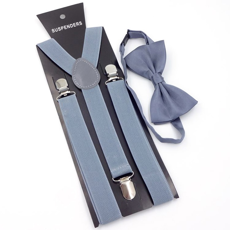 Colorful Wedding Accessories Suspenders with Bowtie Fashion Bow Tie Set Adjustable Bow Tie & Suspenders