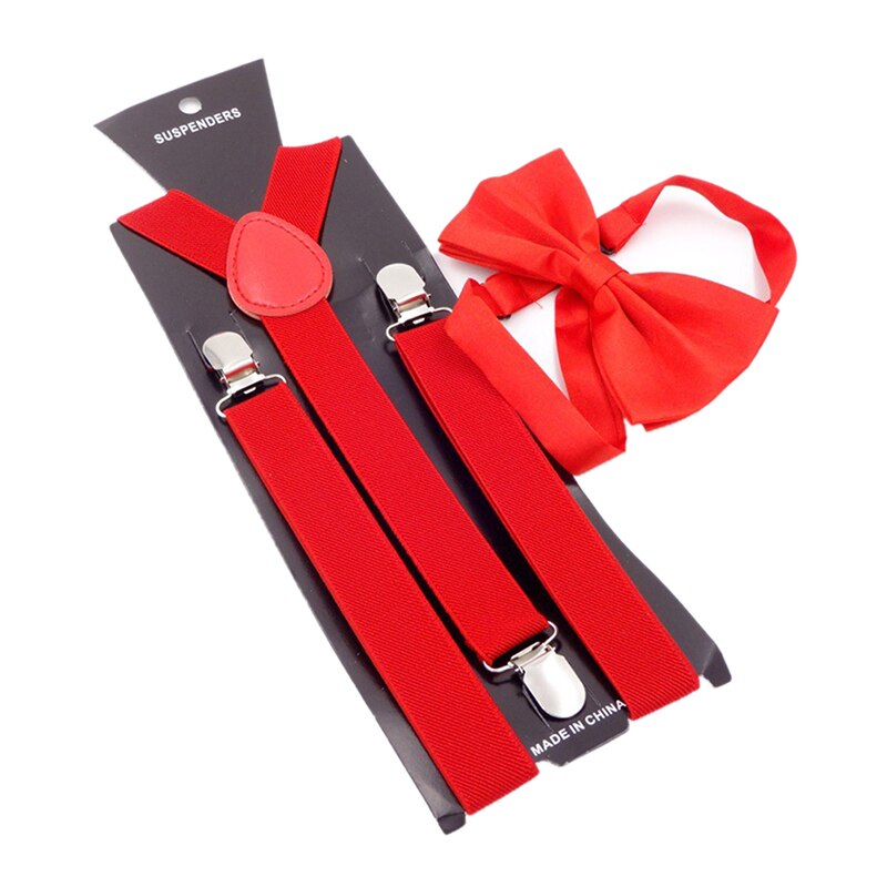 Colorful Wedding Accessories Suspenders with Bowtie Fashion Bow Tie Set Adjustable Bow Tie & Suspenders