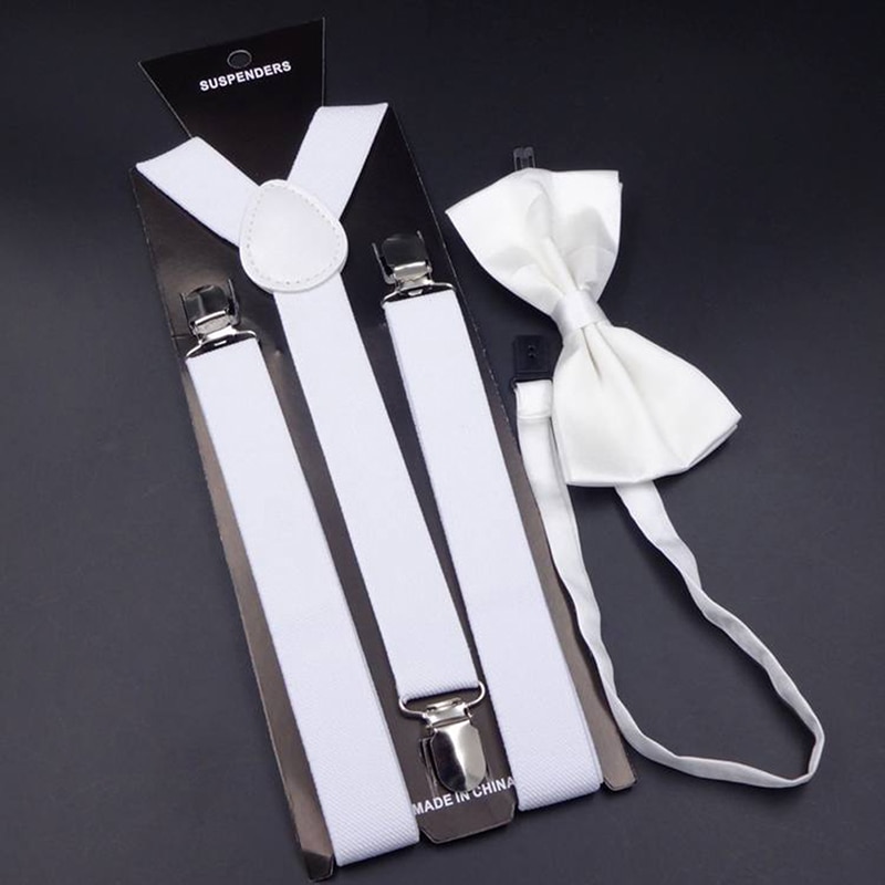 Colorful Wedding Accessories Suspenders with Bowtie Fashion Bow Tie Set Adjustable Bow Tie & Suspenders