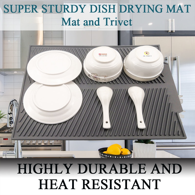 Silicone Square Dish Drying Mat Heat Resistant Draining Tableware Dishwaser Durable Cushion Pad Dinnerware Table Mat Placemat