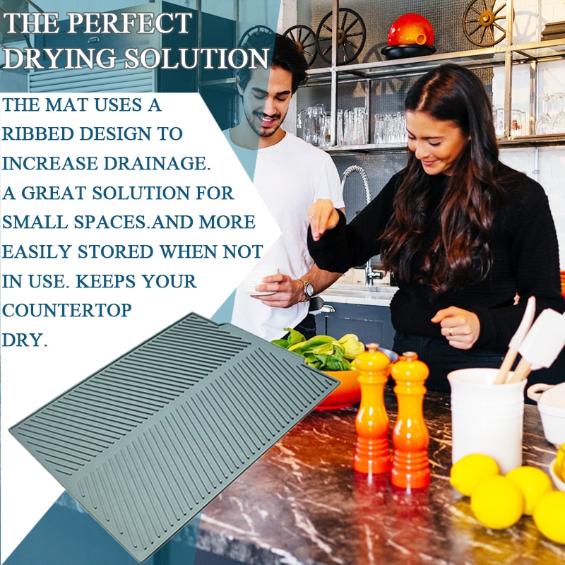 Silicone Square Dish Drying Mat Heat Resistant Draining Tableware Dishwaser Durable Cushion Pad Dinnerware Table Mat Placemat