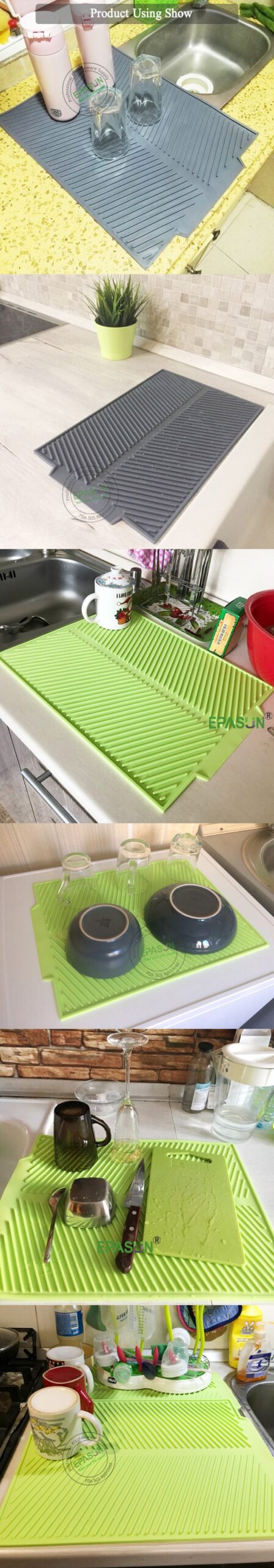 Silicone Square Dish Drying Mat Heat Resistant Draining Tableware Dishwaser Durable Cushion Pad Dinnerware Table Mat Placemat
