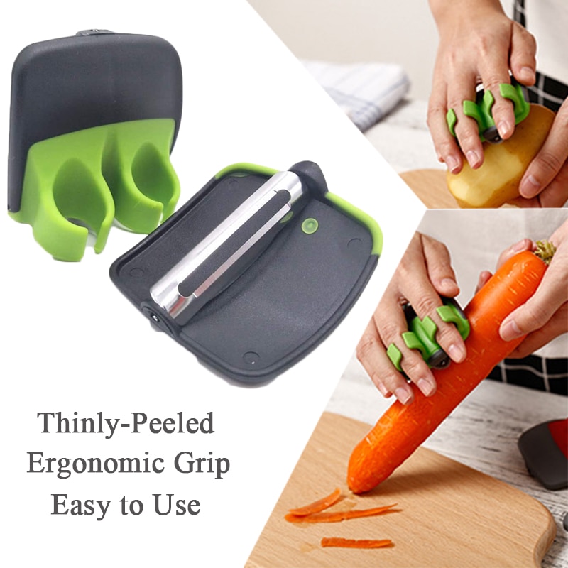 Durable Palm Peeler Fruit Vegetable Peeler Blade Finger Grip Slicer Potato Shredder Parer Cutter Carrot Cucumber Tomato Zester