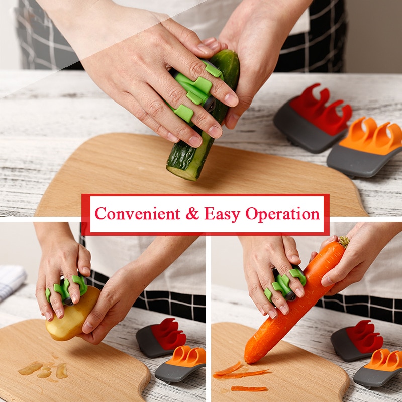 Durable Palm Peeler Fruit Vegetable Peeler Blade Finger Grip Slicer Potato Shredder Parer Cutter Carrot Cucumber Tomato Zester