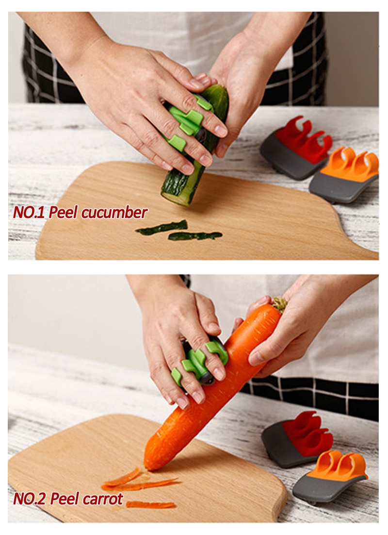 Durable Palm Peeler Fruit Vegetable Peeler Blade Finger Grip Slicer Potato Shredder Parer Cutter Carrot Cucumber Tomato Zester