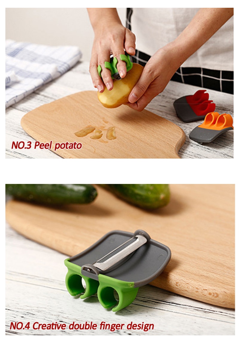 Durable Palm Peeler Fruit Vegetable Peeler Blade Finger Grip Slicer Potato Shredder Parer Cutter Carrot Cucumber Tomato Zester