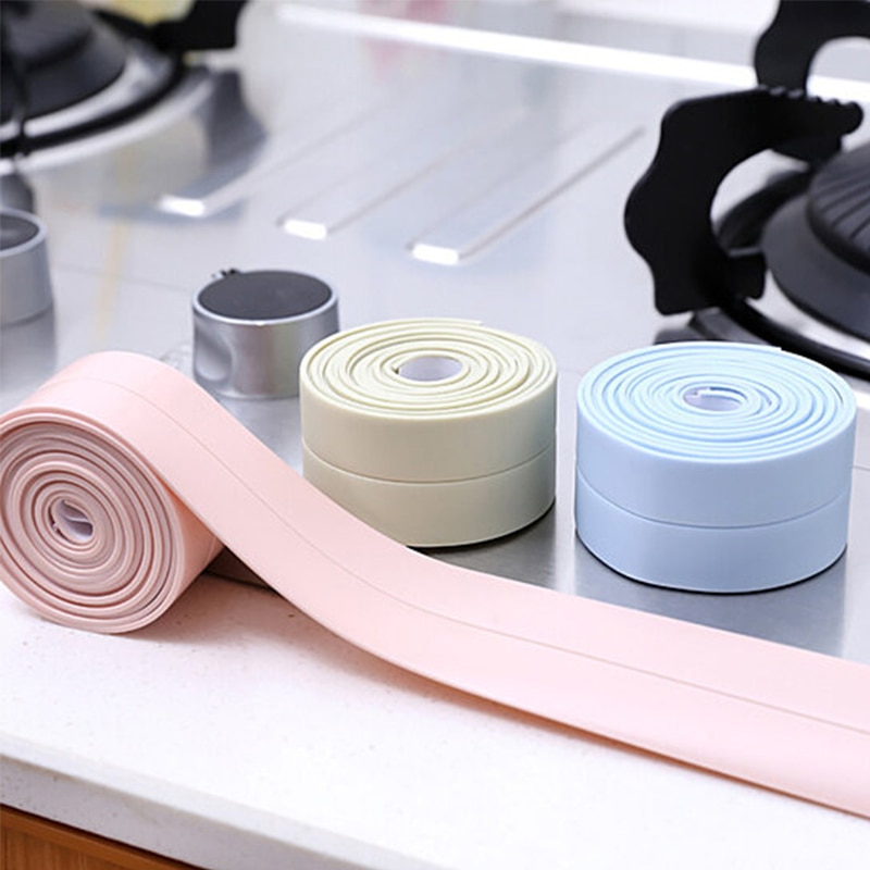 PVC Self Adhesive Tape Sealing Tape Shower Bathroom Kitchen Mold Proof Anti-moisture Waterproof Tape Caulk Strip Adhesive Sealer