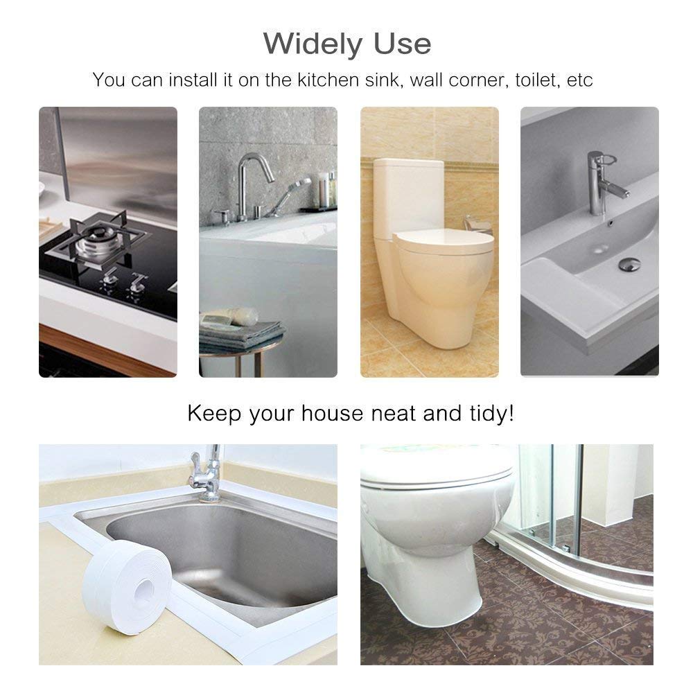 PVC Self Adhesive Tape Sealing Tape Shower Bathroom Kitchen Mold Proof Anti-moisture Waterproof Tape Caulk Strip Adhesive Sealer