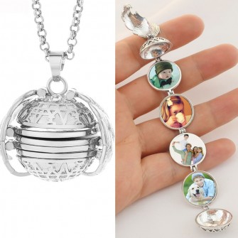 Magic 4 Photo Pendant Memory Floating Locket Necklace Angel Wings Flash Box Fashion Album Box Necklaces No photos