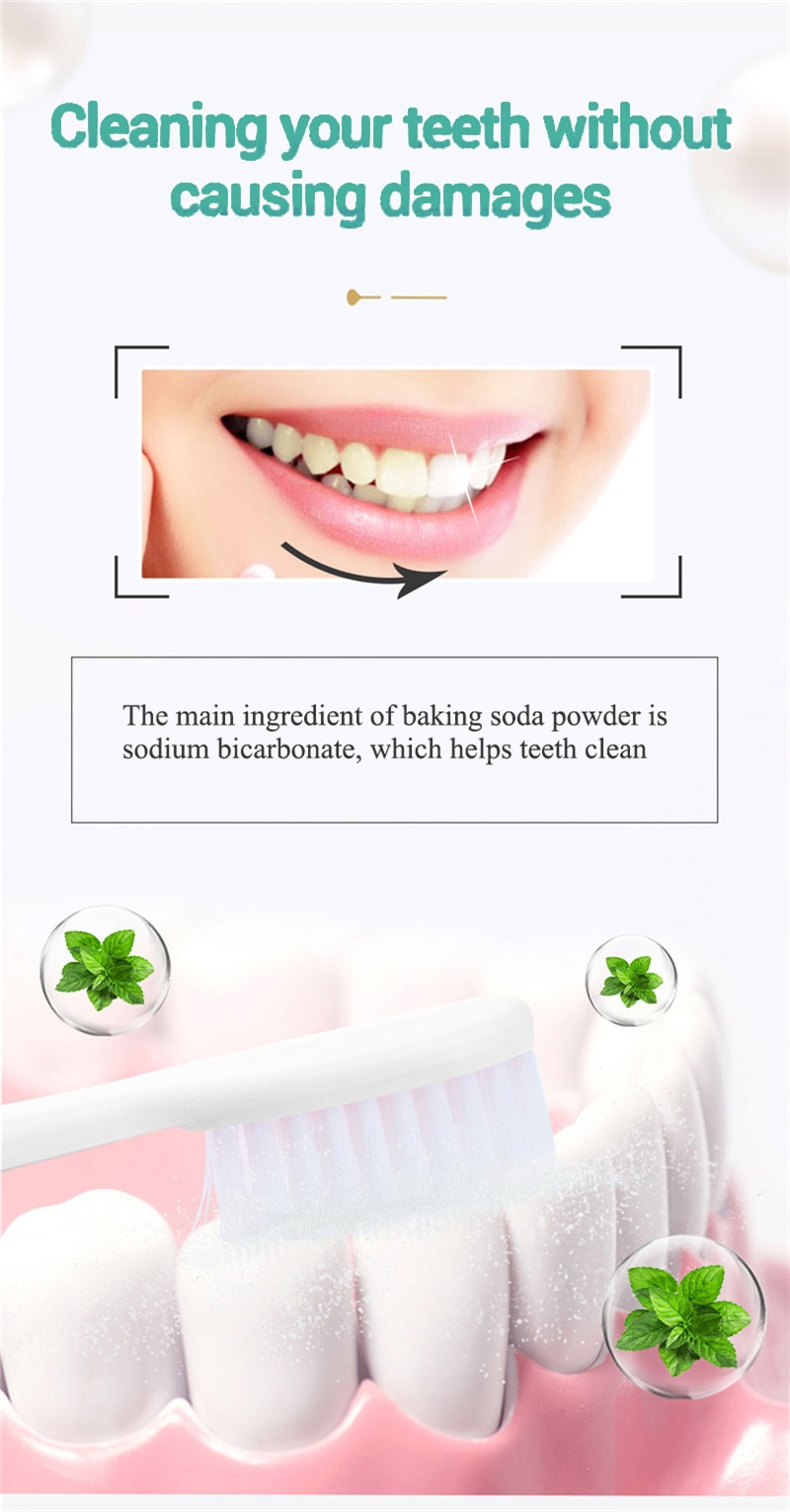 Teeth whitening 50 grams remove smoke stain coffee stains tea stains fresh breath bad breath oral hygiene bakingsoda dental care