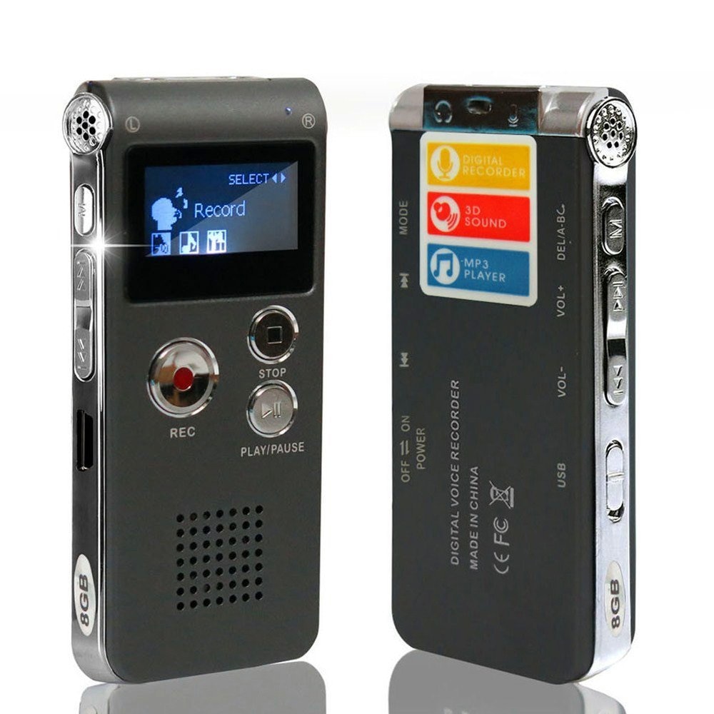 Portable LCD Screen 8GB Digital Voice Recorder Telephone Audio Recorder MP3 Player Dictaphone
