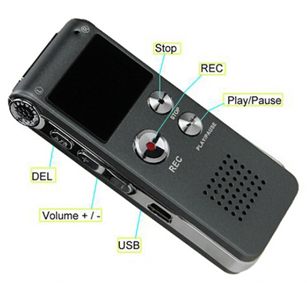 Portable LCD Screen 8GB Digital Voice Recorder Telephone Audio Recorder MP3 Player Dictaphone