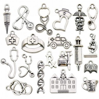 20pcs MIX Charms Echometer Microscope Heart Jewelry Making Findings Pendant Accessory for DIY Necklace Bracelet