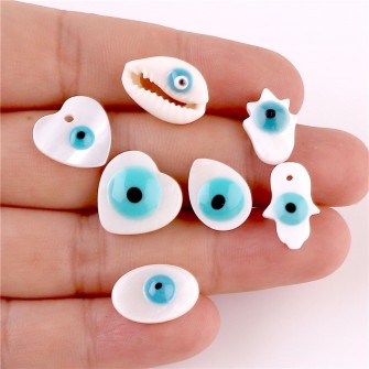 20pcs Natural Mother of Pearl Shell Evil Eye Pendant mix size choose for Shell Necklace Pendants Earring Finding Charms Jewelry