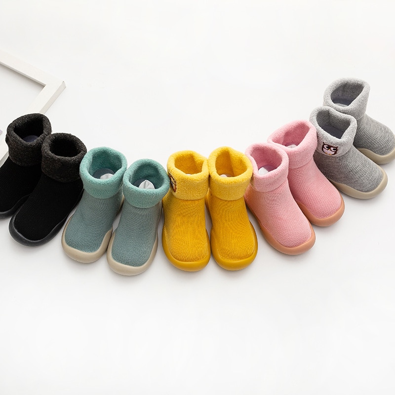 children's sock shoes , lamb wool snow socks shoes baby embroidery socks toddler first walkers