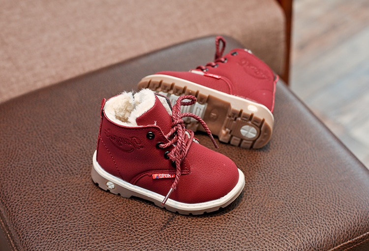Children Casual Shoes Autumn Winter Martin Boots Boys Shoes Fashion Leather Soft Antislip Girls Boots 21-30 Sport Running Shoes