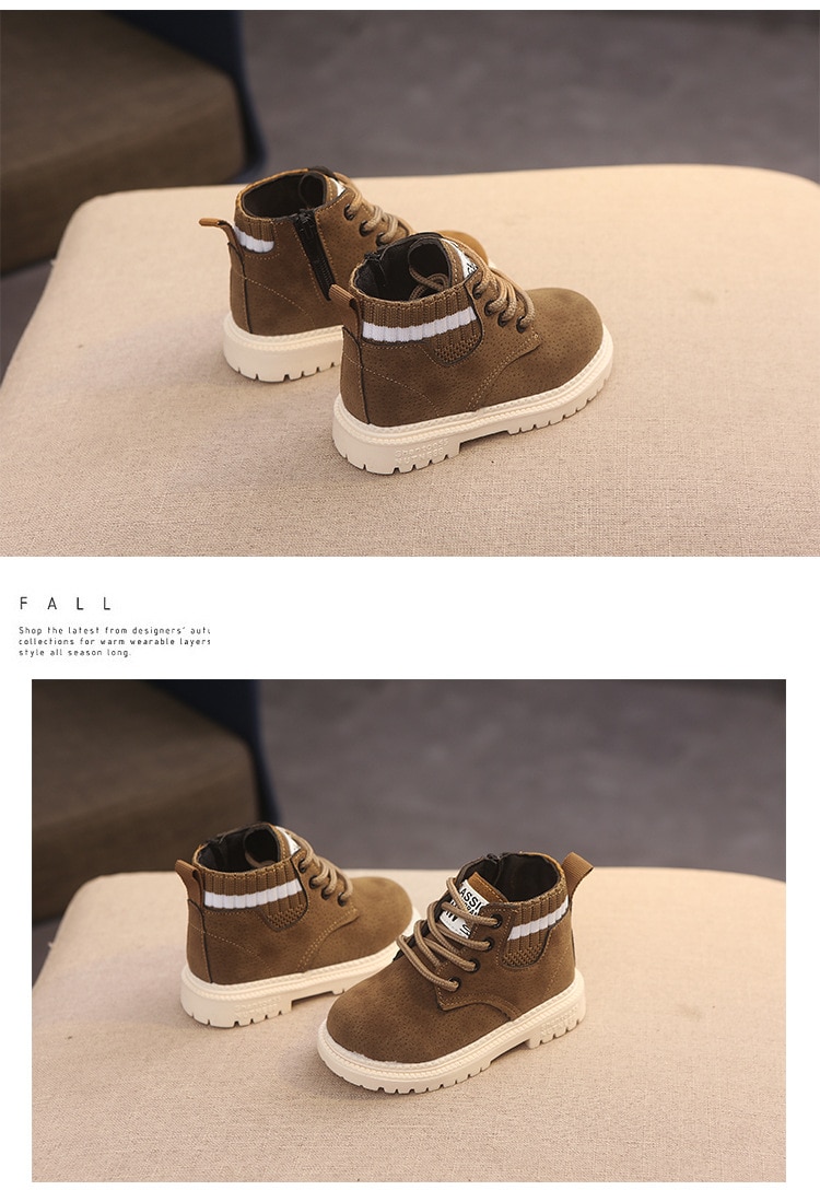 Children Casual Shoes Autumn Winter Martin Boots Boys Shoes Fashion Leather Soft Antislip Girls Boots 21-30 Sport Running Shoes