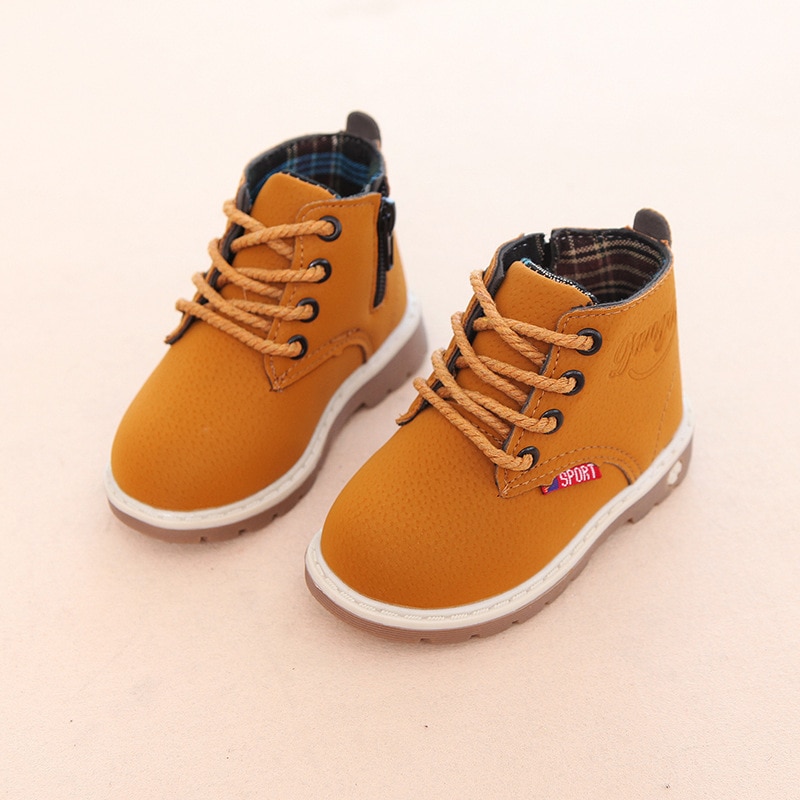 Children Casual Shoes Autumn Winter Martin Boots Boys Shoes Fashion Leather Soft Antislip Girls Boots 21-30 Sport Running Shoes