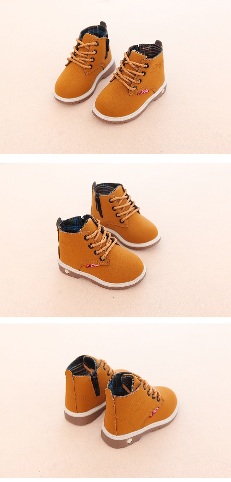 Children Casual Shoes Autumn Winter Martin Boots Boys Shoes Fashion Leather Soft Antislip Girls Boots 21-30 Sport Running Shoes