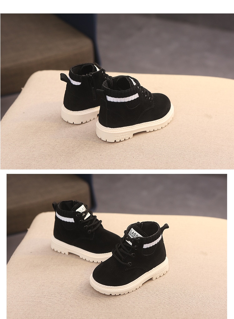 Children Casual Shoes Autumn Winter Martin Boots Boys Shoes Fashion Leather Soft Antislip Girls Boots 21-30 Sport Running Shoes