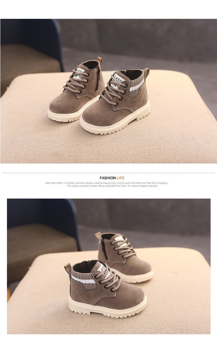 Children Casual Shoes Autumn Winter Martin Boots Boys Shoes Fashion Leather Soft Antislip Girls Boots 21-30 Sport Running Shoes