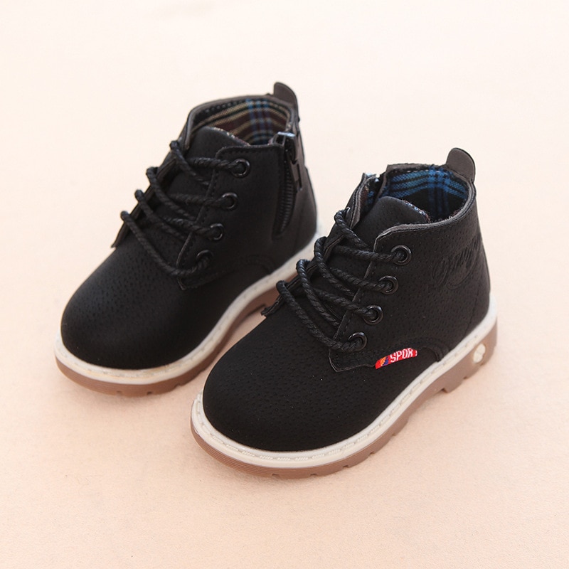 Children Casual Shoes Autumn Winter Martin Boots Boys Shoes Fashion Leather Soft Antislip Girls Boots 21-30 Sport Running Shoes