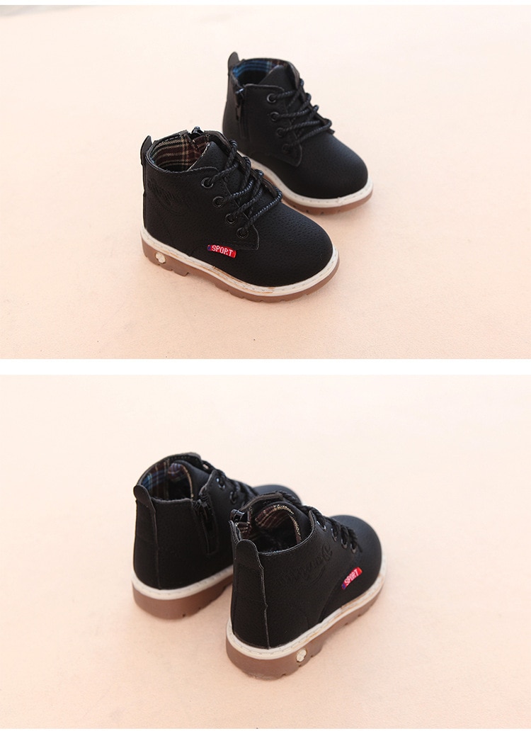 Children Casual Shoes Autumn Winter Martin Boots Boys Shoes Fashion Leather Soft Antislip Girls Boots 21-30 Sport Running Shoes
