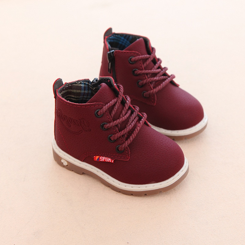 Children Casual Shoes Autumn Winter Martin Boots Boys Shoes Fashion Leather Soft Antislip Girls Boots 21-30 Sport Running Shoes