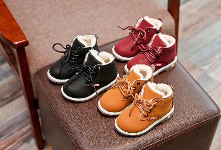 Children Casual Shoes Autumn Winter Martin Boots Boys Shoes Fashion Leather Soft Antislip Girls Boots 21-30 Sport Running Shoes