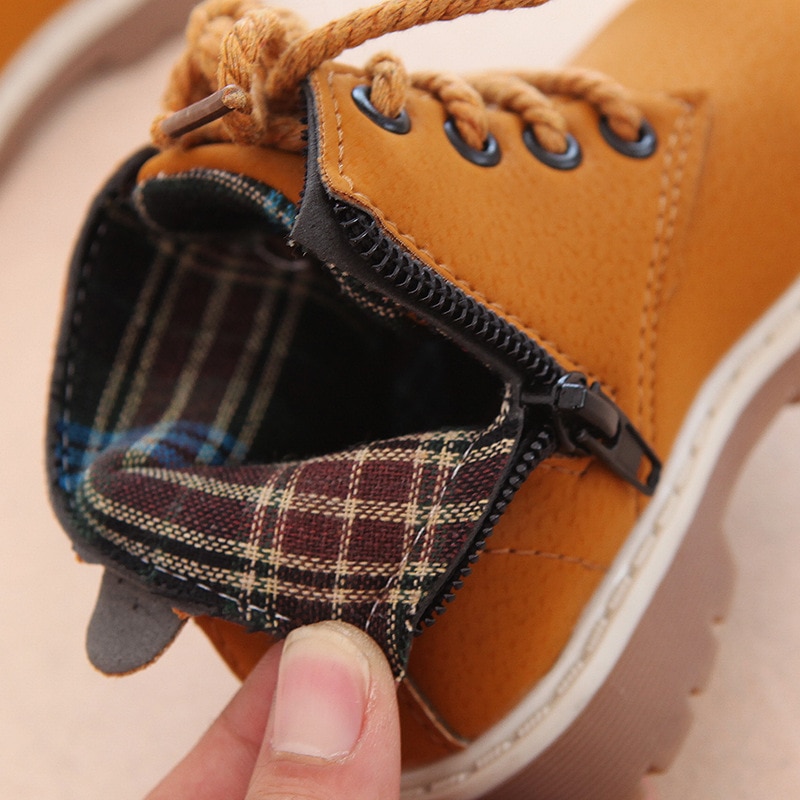 Children Casual Shoes Autumn Winter Martin Boots Boys Shoes Fashion Leather Soft Antislip Girls Boots 21-30 Sport Running Shoes