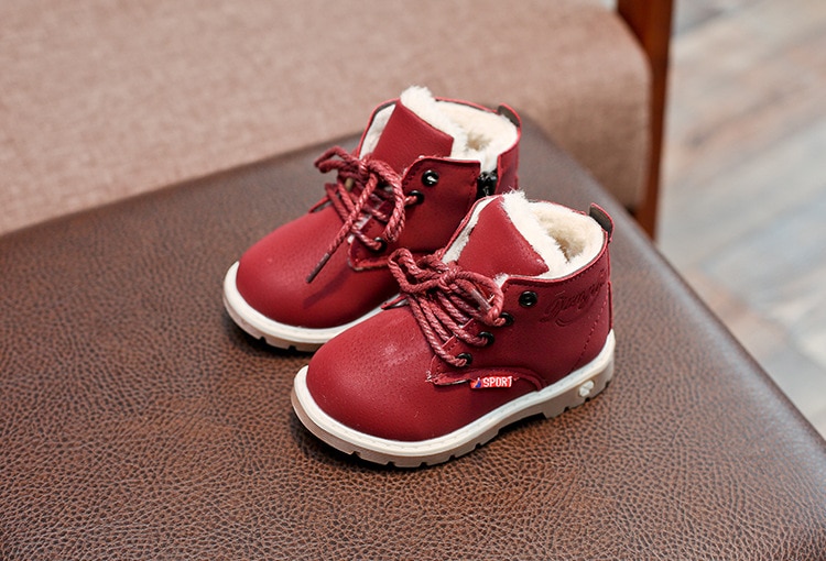 Children Casual Shoes Autumn Winter Martin Boots Boys Shoes Fashion Leather Soft Antislip Girls Boots 21-30 Sport Running Shoes