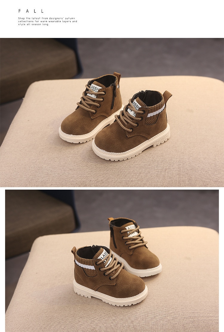 Children Casual Shoes Autumn Winter Martin Boots Boys Shoes Fashion Leather Soft Antislip Girls Boots 21-30 Sport Running Shoes