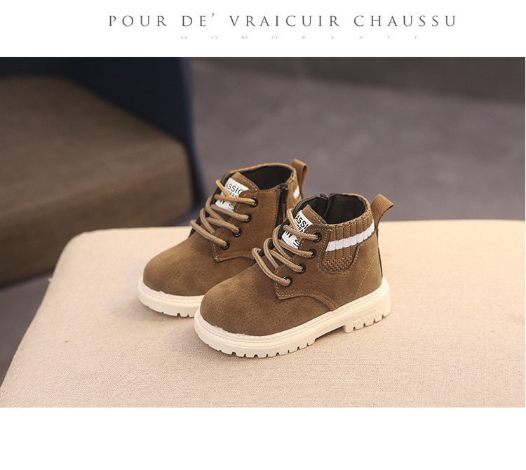 Children Casual Shoes Autumn Winter Martin Boots Boys Shoes Fashion Leather Soft Antislip Girls Boots 21-30 Sport Running Shoes