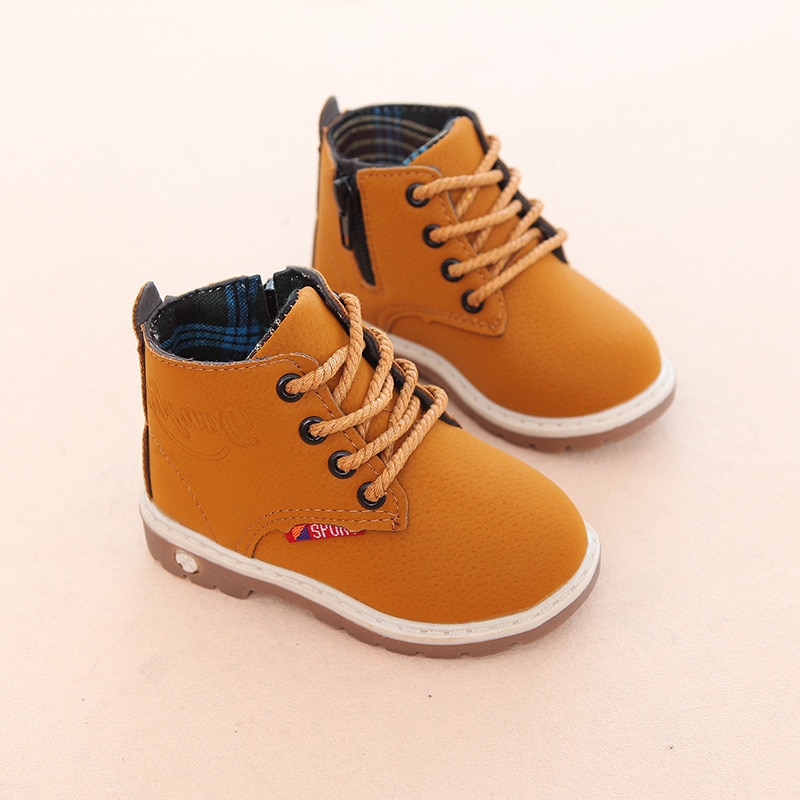 Children Casual Shoes Autumn Winter Martin Boots Boys Shoes Fashion Leather Soft Antislip Girls Boots 21-30 Sport Running Shoes