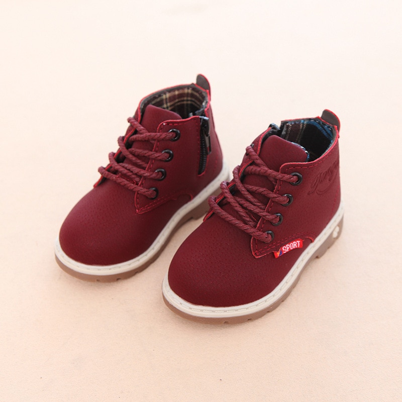 Children Casual Shoes Autumn Winter Martin Boots Boys Shoes Fashion Leather Soft Antislip Girls Boots 21-30 Sport Running Shoes