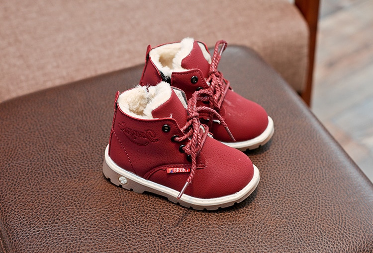 Children Casual Shoes Autumn Winter Martin Boots Boys Shoes Fashion Leather Soft Antislip Girls Boots 21-30 Sport Running Shoes