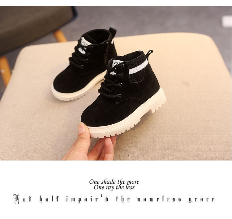 Children Casual Shoes Autumn Winter Martin Boots Boys Shoes Fashion Leather Soft Antislip Girls Boots 21-30 Sport Running Shoes