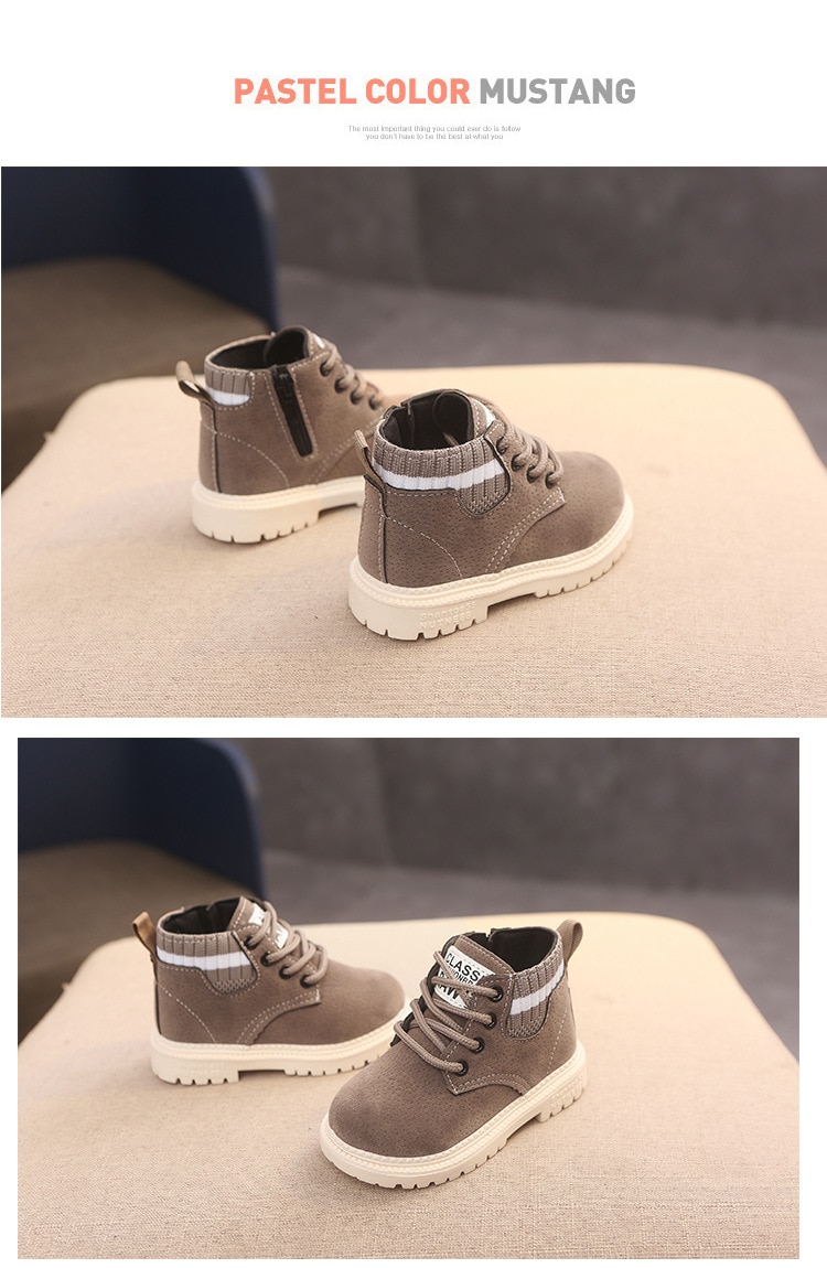 Children Casual Shoes Autumn Winter Martin Boots Boys Shoes Fashion Leather Soft Antislip Girls Boots 21-30 Sport Running Shoes