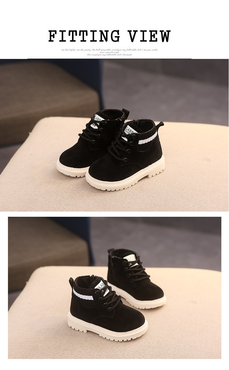 Children Casual Shoes Autumn Winter Martin Boots Boys Shoes Fashion Leather Soft Antislip Girls Boots 21-30 Sport Running Shoes
