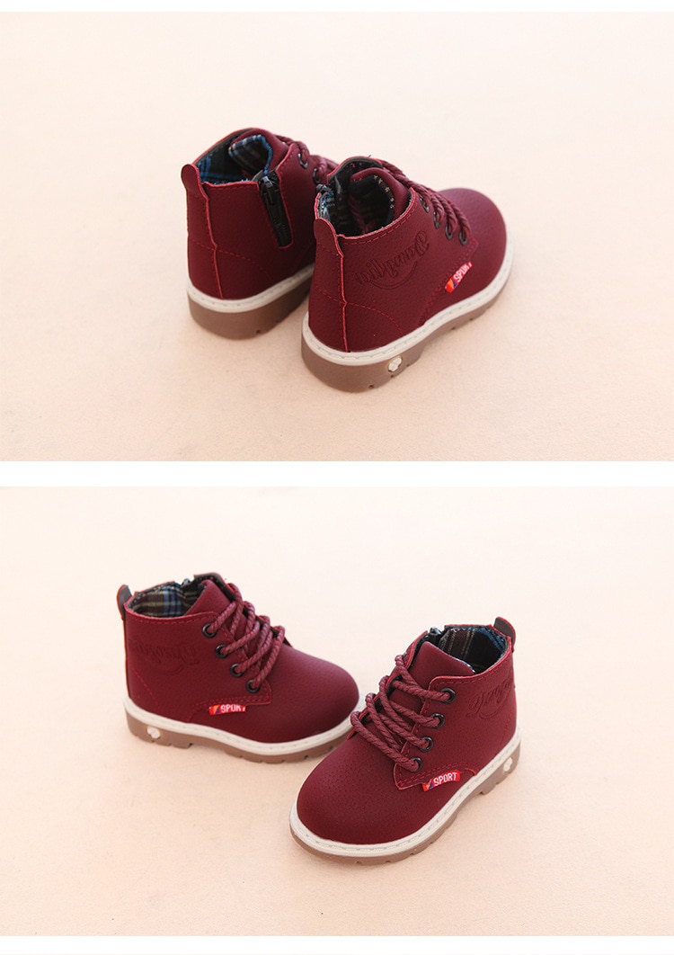 Children Casual Shoes Autumn Winter Martin Boots Boys Shoes Fashion Leather Soft Antislip Girls Boots 21-30 Sport Running Shoes