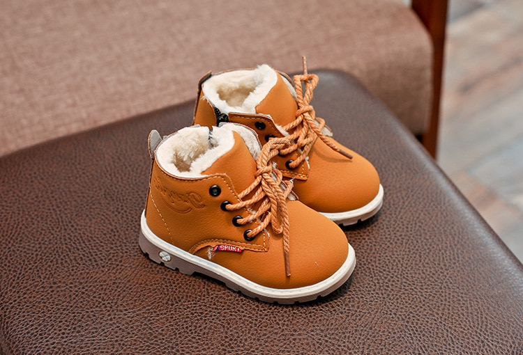 Children Casual Shoes Autumn Winter Martin Boots Boys Shoes Fashion Leather Soft Antislip Girls Boots 21-30 Sport Running Shoes