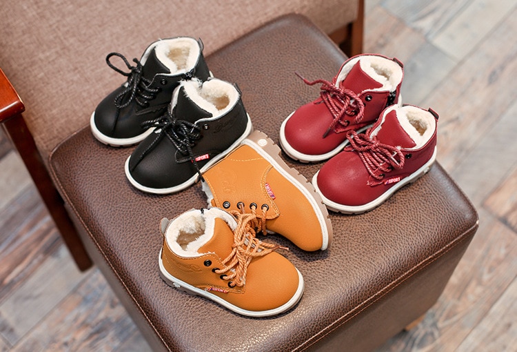 Children Casual Shoes Autumn Winter Martin Boots Boys Shoes Fashion Leather Soft Antislip Girls Boots 21-30 Sport Running Shoes