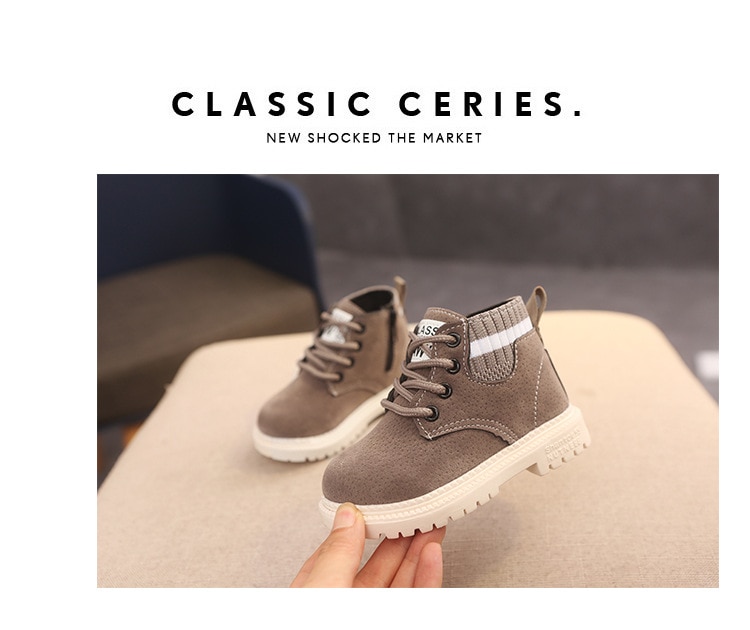 Children Casual Shoes Autumn Winter Martin Boots Boys Shoes Fashion Leather Soft Antislip Girls Boots 21-30 Sport Running Shoes