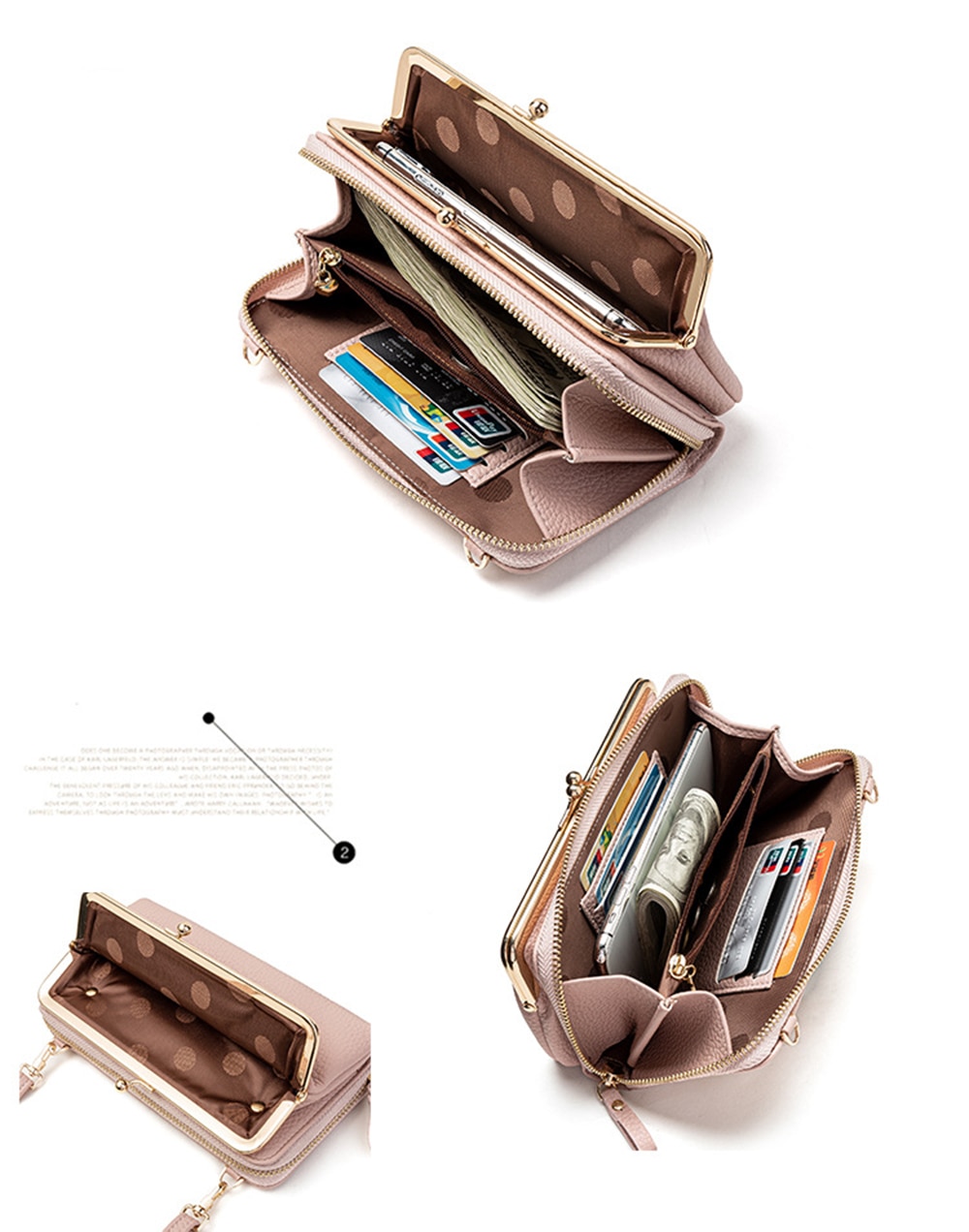 Women Crossbody Bags for Wallet Holder Female Clutch Purse PU Leather Handbag Multiple Card Slot With Large Capacity