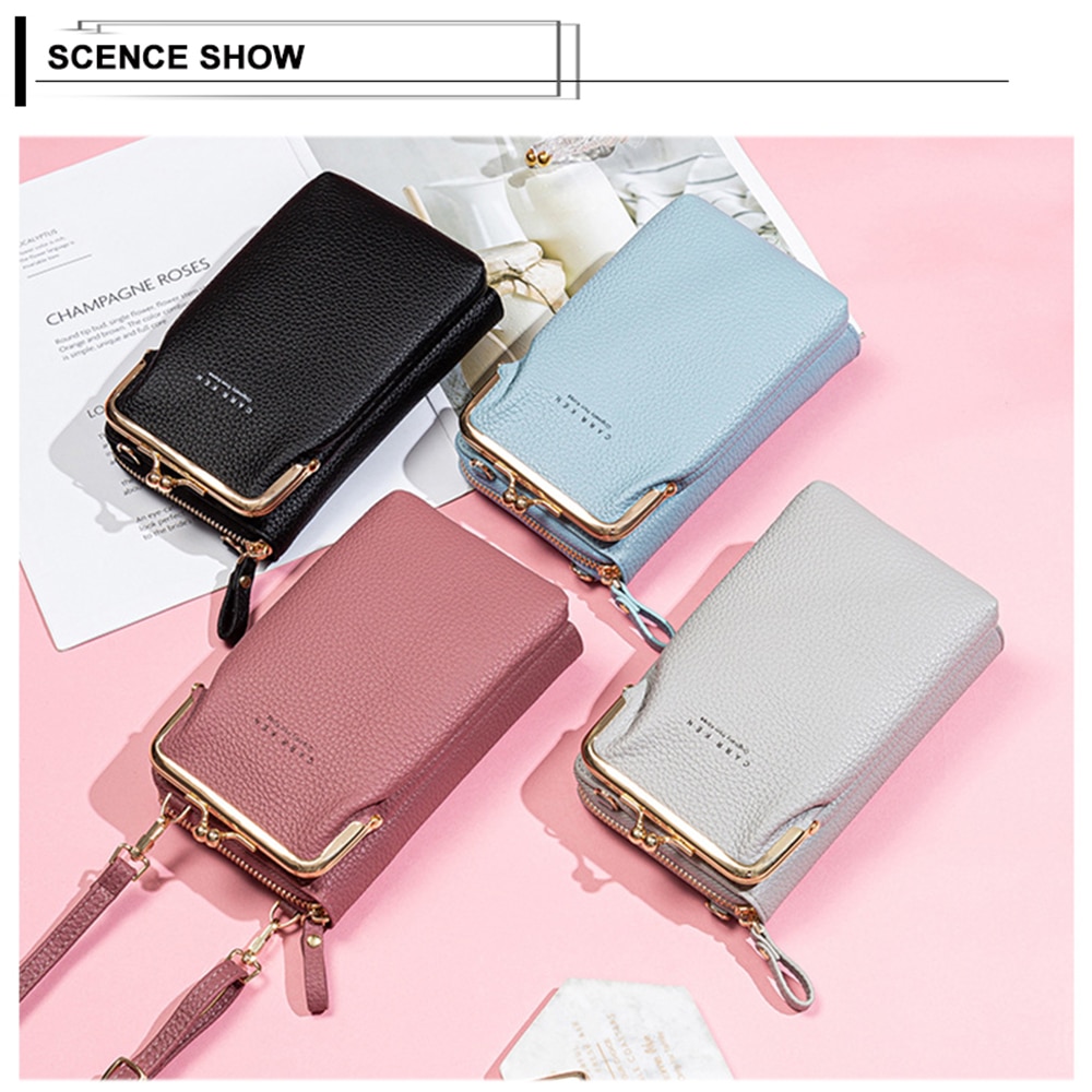 Women Phone Crossbody Bag PU Leather MINI Shoulder Messenger Bag Large Capacity Travel Portable Coin Purse Card Pouch