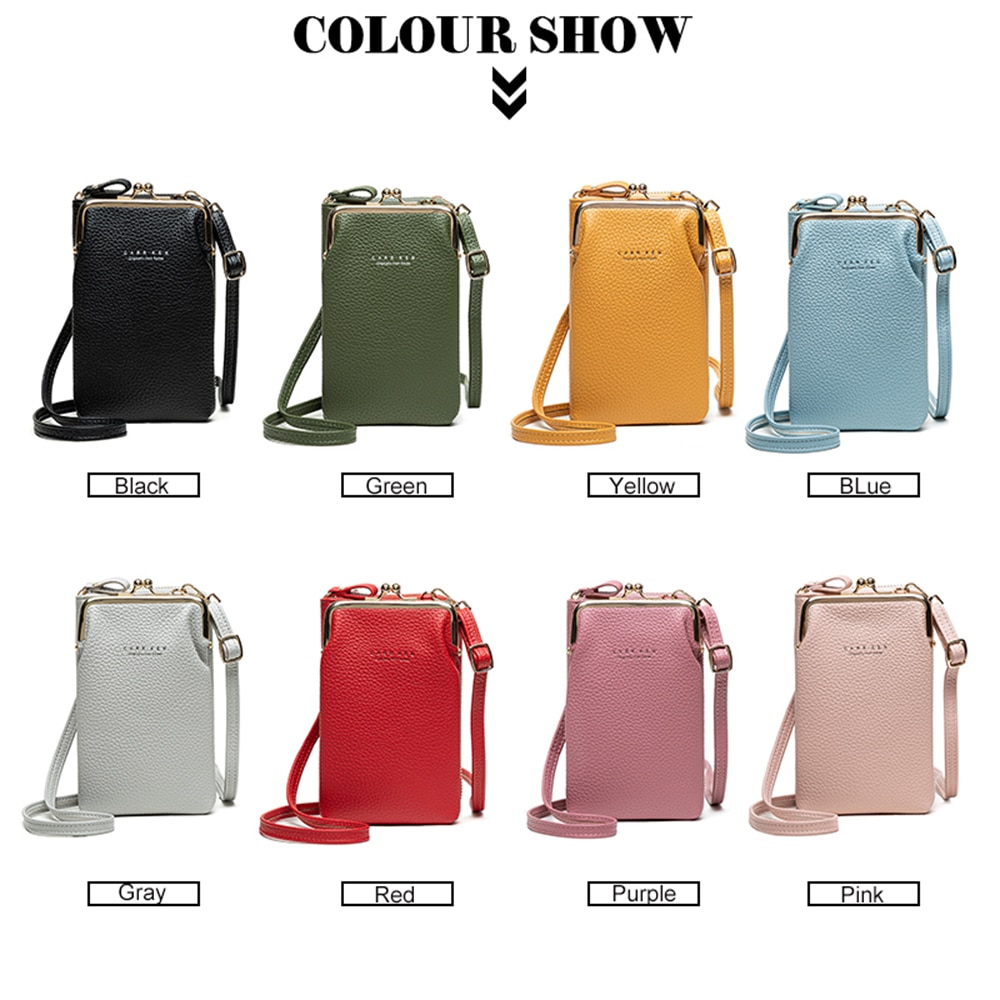 Women Phone Crossbody Bag PU Leather MINI Shoulder Messenger Bag Large Capacity Travel Portable Coin Purse Card Pouch