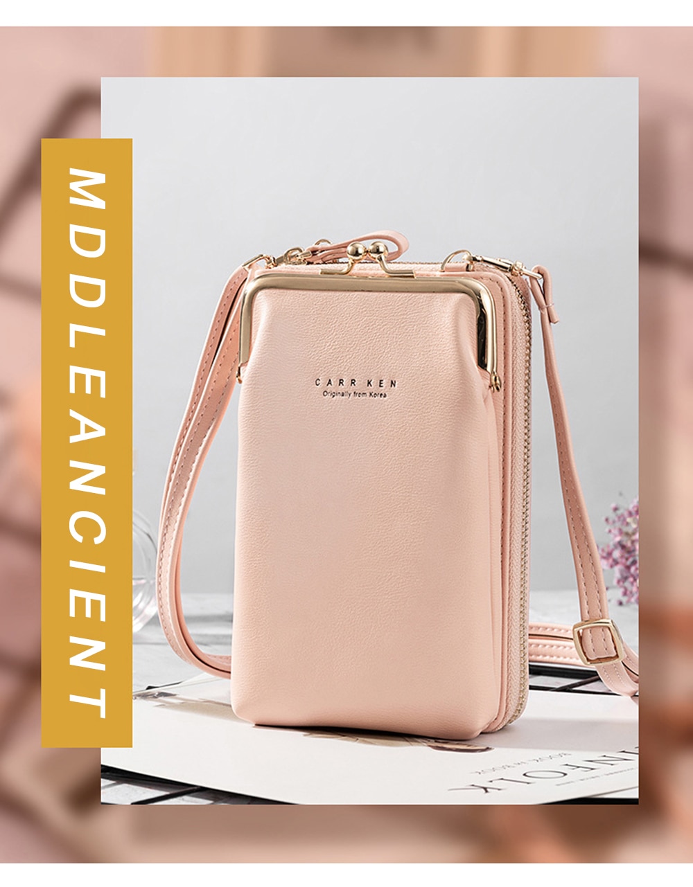 Women Phone Crossbody Bag PU Leather MINI Shoulder Messenger Bag Large Capacity Travel Portable Coin Purse Card Pouch