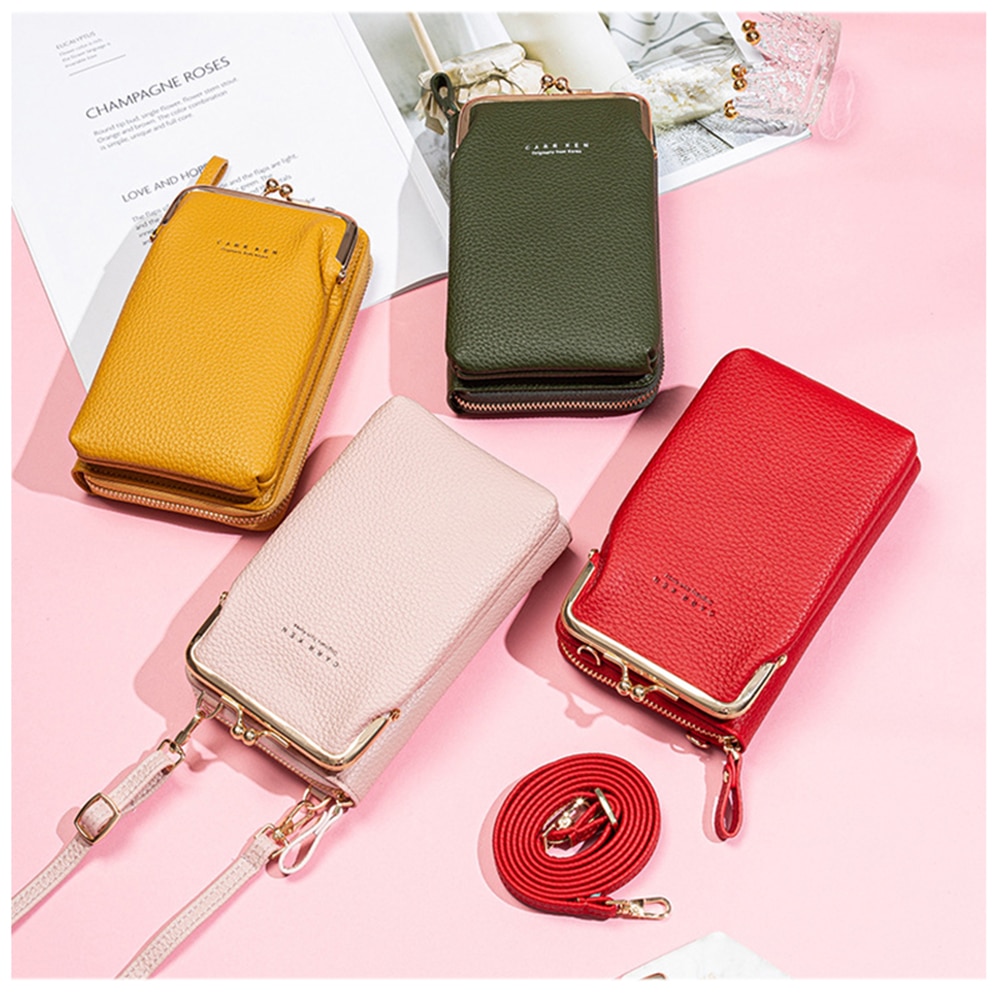 Women Phone Crossbody Bag PU Leather MINI Shoulder Messenger Bag Large Capacity Travel Portable Coin Purse Card Pouch