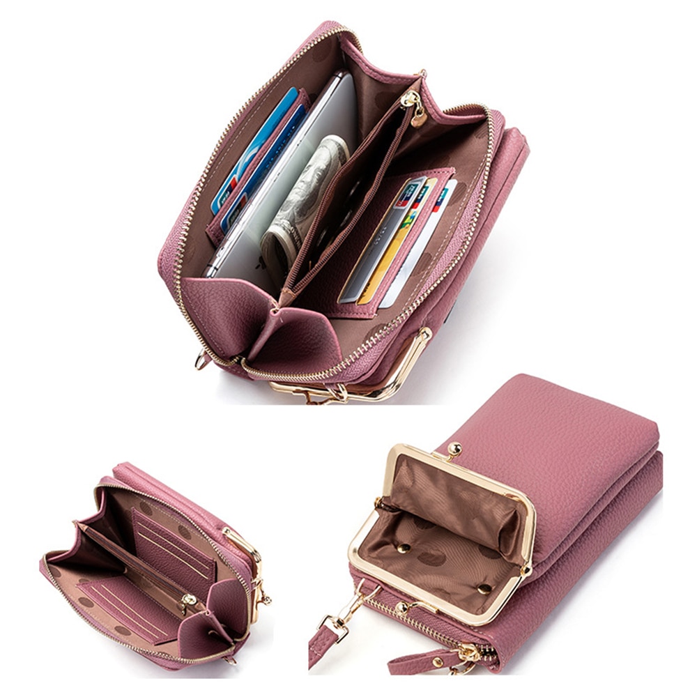 Women Phone Crossbody Bag PU Leather MINI Shoulder Messenger Bag Large Capacity Travel Portable Coin Purse Card Pouch